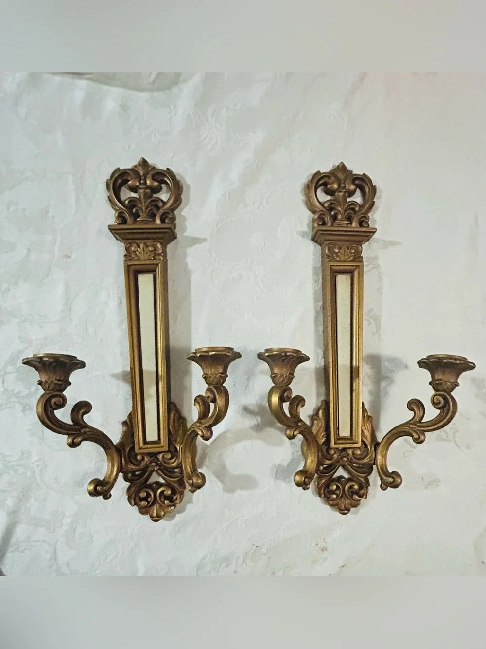 Vintage Syroco Wall Sconces Pair 4061, Pair Of MCM Double Candle Holders